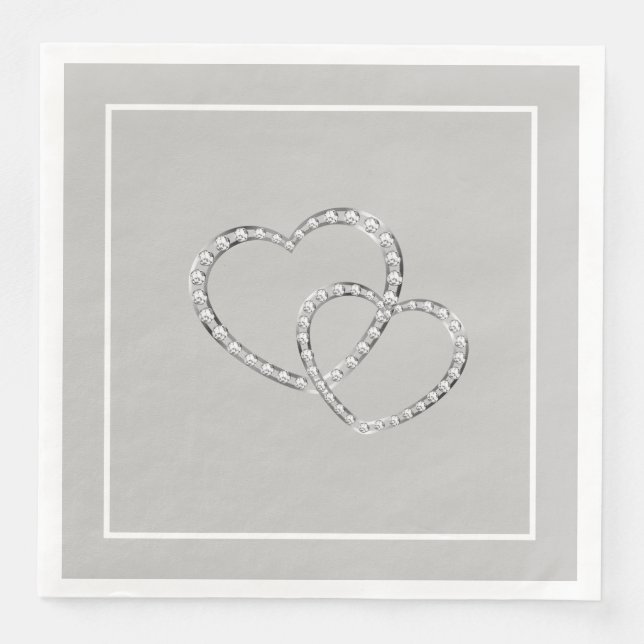 Serviette En Papier Papier Mariage-serviettes deux coeurs (Devant)