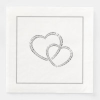 Papier Mariage-serviettes deux coeurs