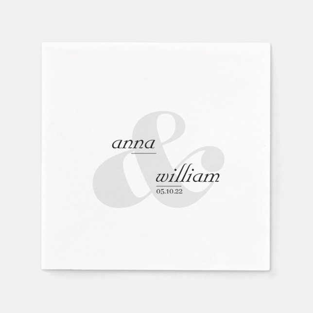 Serviette En Papier Papier Mariage simple et moderne (Devant)