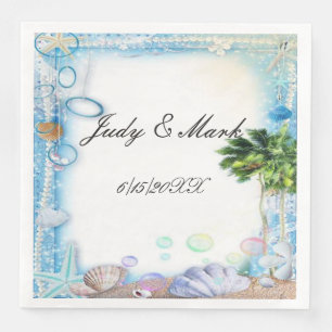 Serviette En Papier Papier Mariage Tropical Beach Seashell