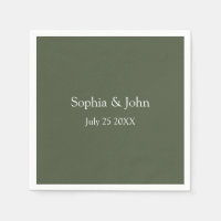Papier Mariage vert Olive moderne Napkin
