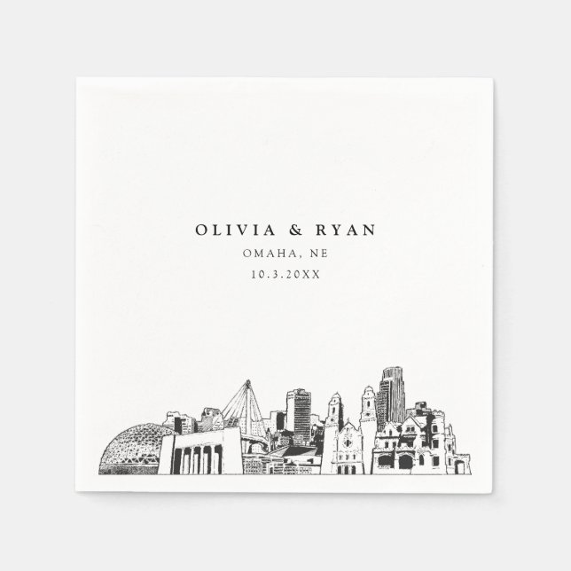Serviette En Papier Papier minimaliste Mariage Omaha (Devant)