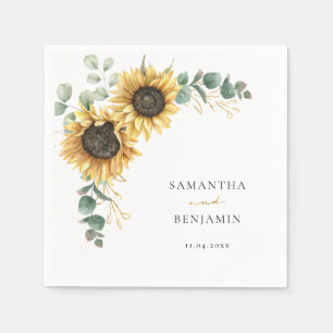 Serviette En Papier Papier moderne floral de mariage tournesol