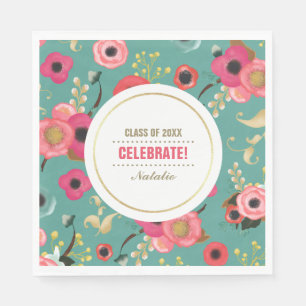 Serviette En Papier Papier moderne Floral Pattern Graduation Party