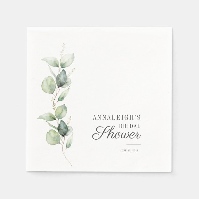 Serviette En Papier Papier Moderne Mariage Champêtre Eucalyptus Succul (Devant)