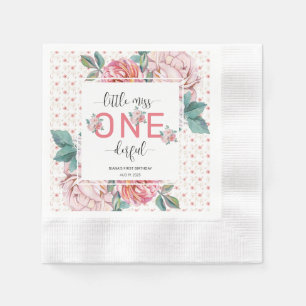 Serviette En Papier Papier Monnayé Fleurs Roses pour 1er Anniversaire