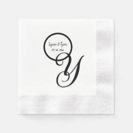 Serviette En Papier Papier Monogramme Blanc Noir Personnalisé