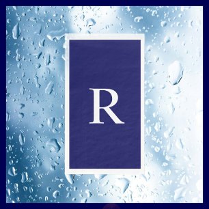 Serviette En Papier Papier Monogramme bleu marine et blanc