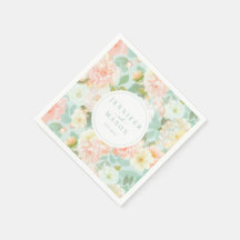 Papier Monogramme Mariage rose à la menthe