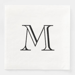 Serviette En Papier Papier Monogramme noir simple Naples