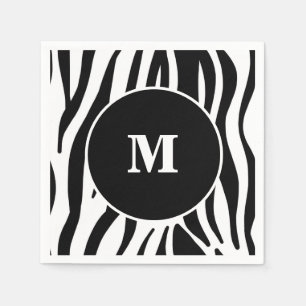 Serviette En Papier Papier monogramme personnalisé en bande noire Zeb