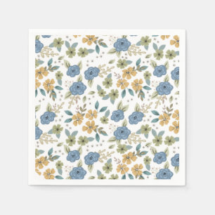 Serviette En Papier Papier Moody Blue Floral Party