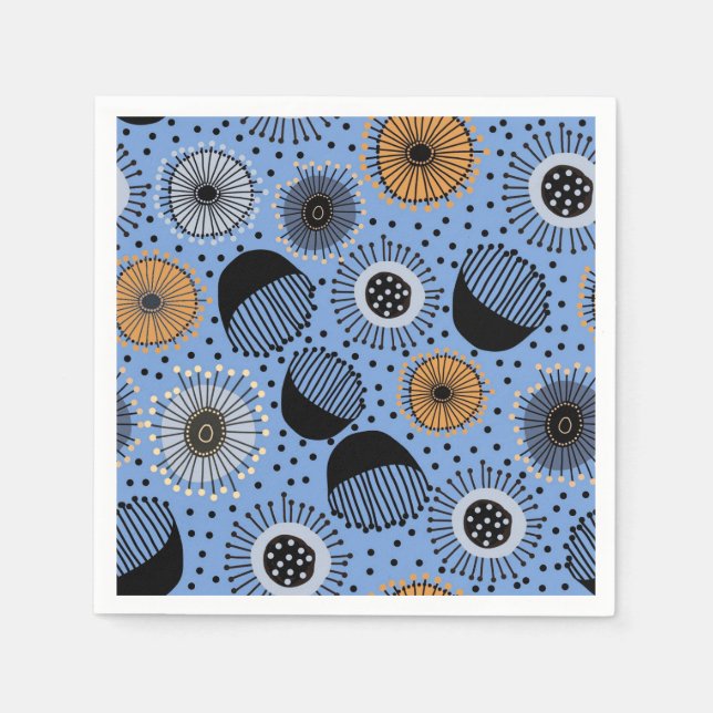Serviette En Papier Papier Motif bleu moderne Napkin (Devant)