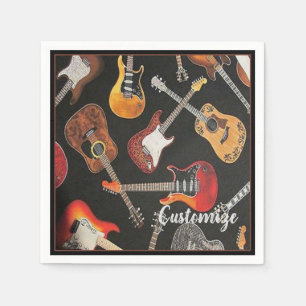 Serviette En Papier Papier Motif de guitare