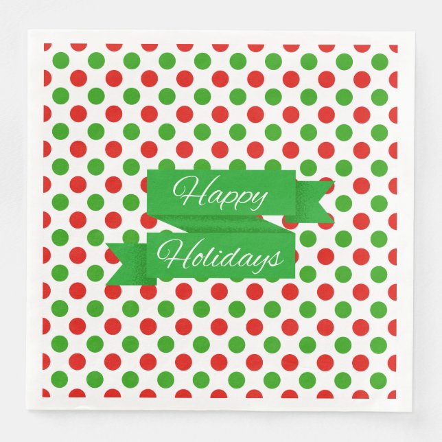 Serviette En Papier Papier Motif de Noël grand Polka (Devant)