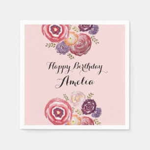 Serviette En Papier Papier Motif Peinture Fleur Personnalisé Napkin