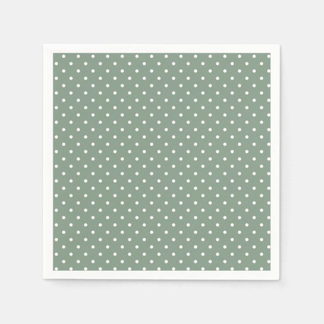 Serviette En Papier Papier Motif Pois Olive Sage Napkin (Devant)