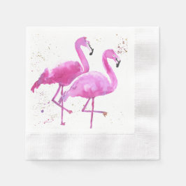 Serviette En Papier Papier Napkin avec deux flamants roses