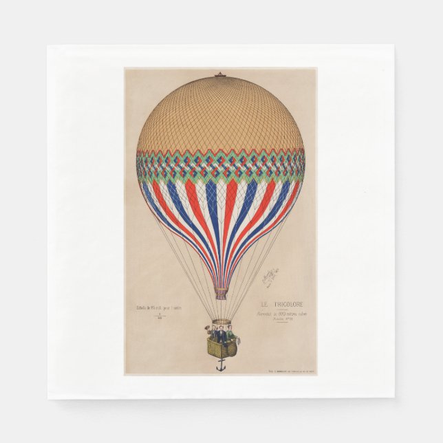 SERVIETTE EN PAPIER PAPIER NAPKIN : BALLON FRANÇAIS À THÈME DRAPEAU (Devant)