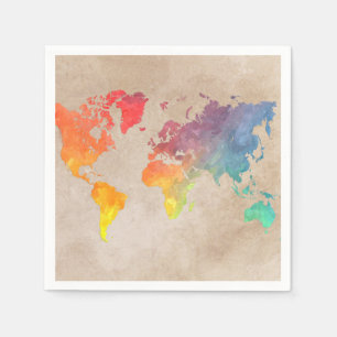 Serviette En Papier Papier Napkin carte du monde #carte
