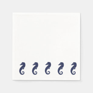 Serviette En Papier Papier Napkin - Chevaux de mer (bleu marine)