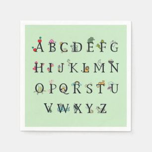 SERVIETTE EN PAPIER PAPIER NAPKIN : GRAPHIQUE ALPHABET