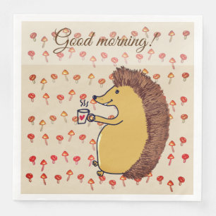 Serviette En Papier Papier Napkin Hedgehog Matin