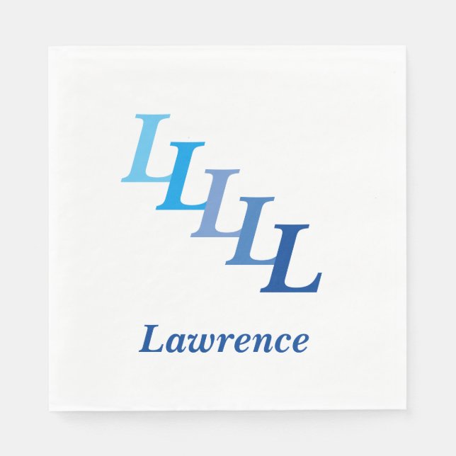 Serviette En Papier Papier Napkin - Initiales avec nom en bleu (Devant)