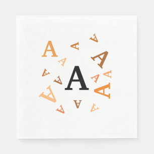 Serviette En Papier Papier Napkin - Lettres brouillées en orange/Brow