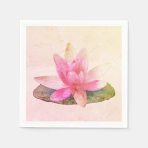 SERVIETTE EN PAPIER PAPIER NAPKIN : LOTUS ROSE