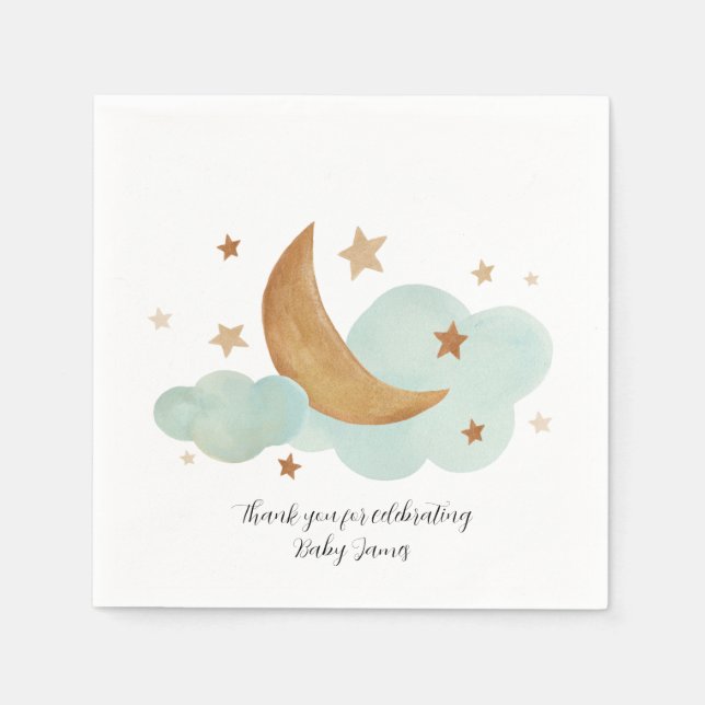 Serviette En Papier Papier Napkin neutre Lune et étoiles (Devant)