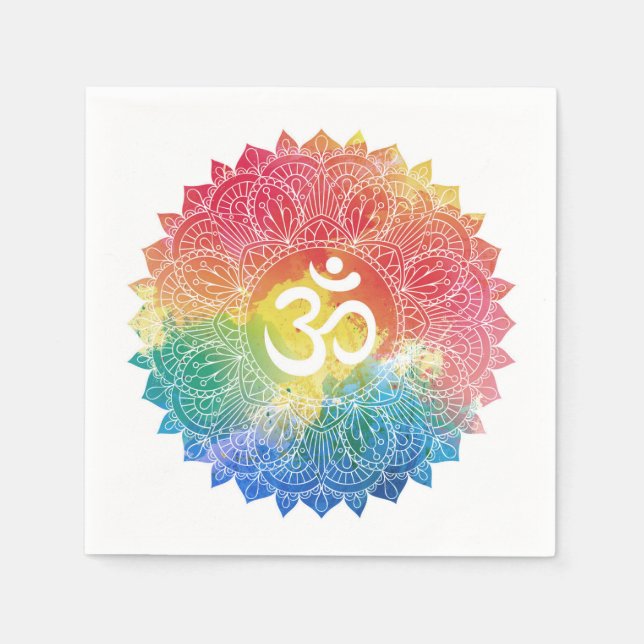 SERVIETTE EN PAPIER PAPIER NAPKIN : RAINBOW MANDALA (Devant)