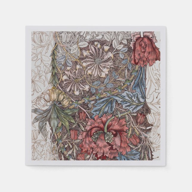 SERVIETTE EN PAPIER PAPIER NAPKIN : WILLIAM MORRIS : TULIP SAUVAGE (Devant)
