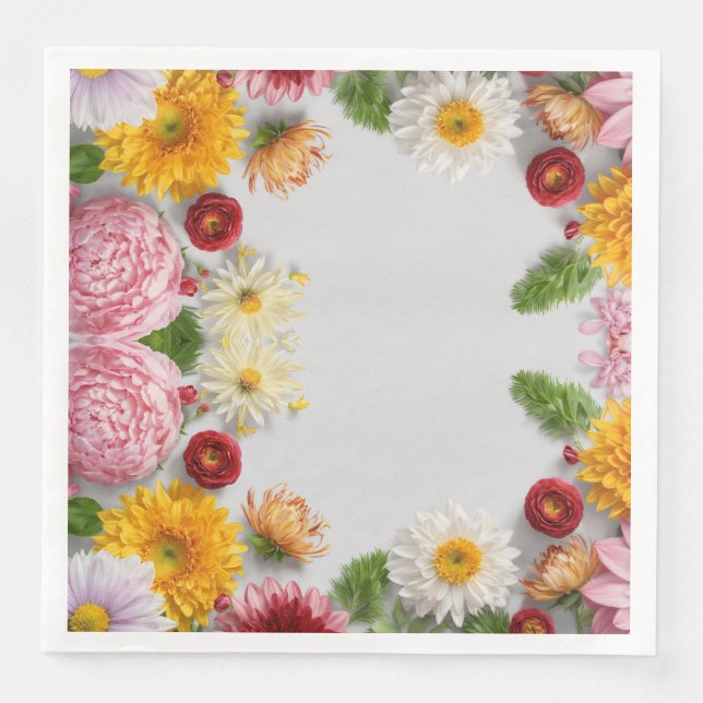 SERVIETTE EN PAPIER PAPIER NAPKINS, DÉCORE MAISON, DESIGN FLEURS (Devant)