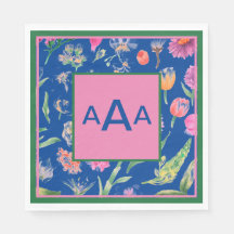 PAPIER NAPKINS FLEURS DE MONOGRAMME PERSONNALISÉES