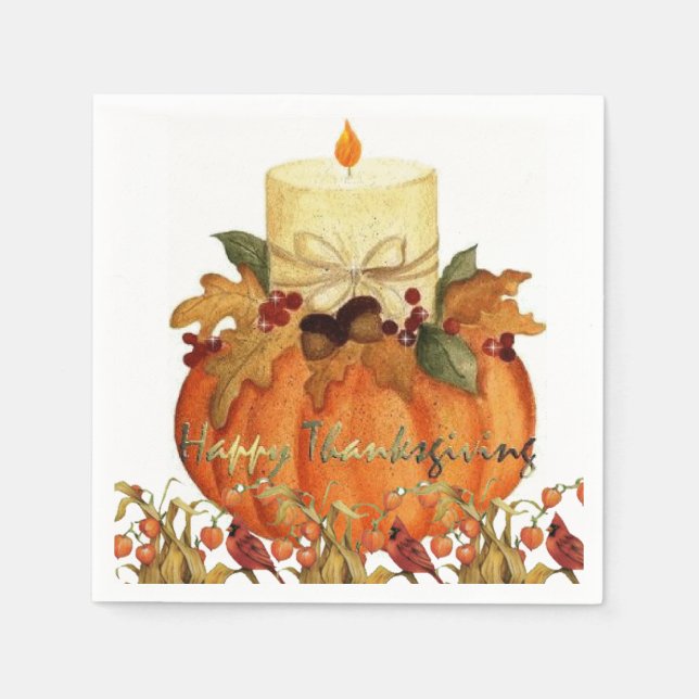 Serviette En Papier Papier Napkins Thanksgiving (Devant)
