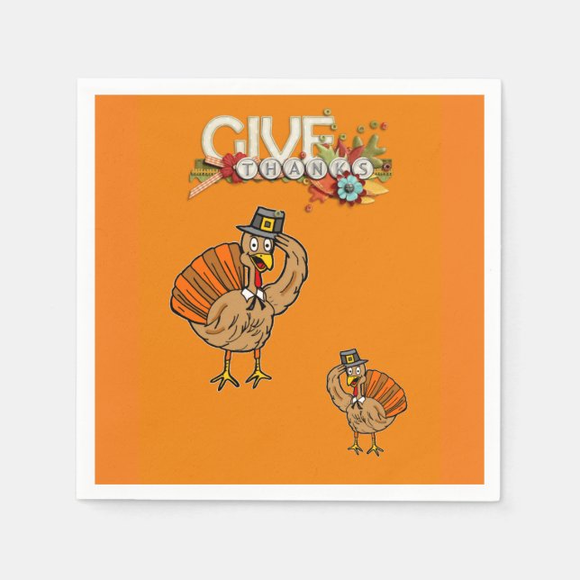 Serviette En Papier Papier Napkins Thanksgiving (Devant)