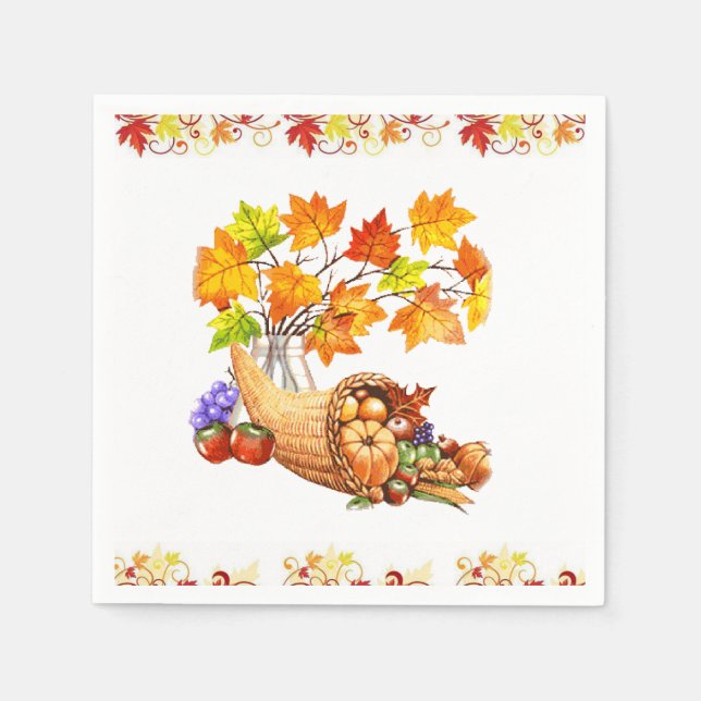Serviette En Papier Papier Napkins Thanksgiving (Devant)