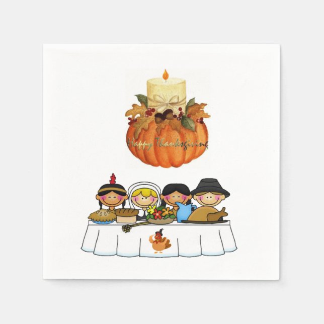 Serviette En Papier Papier Napkins Thanksgiving (Devant)