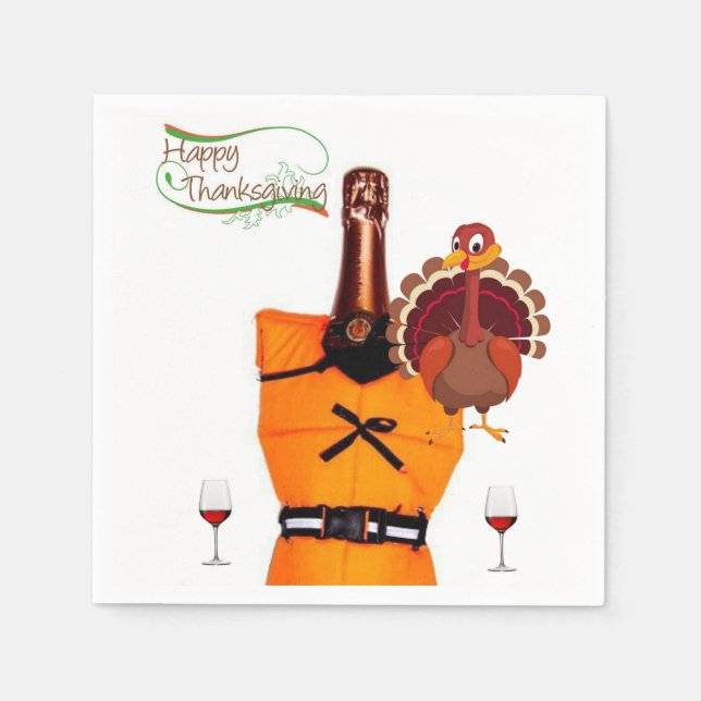 Serviette En Papier Papier Napkins Vin Thanksgiving (Devant)