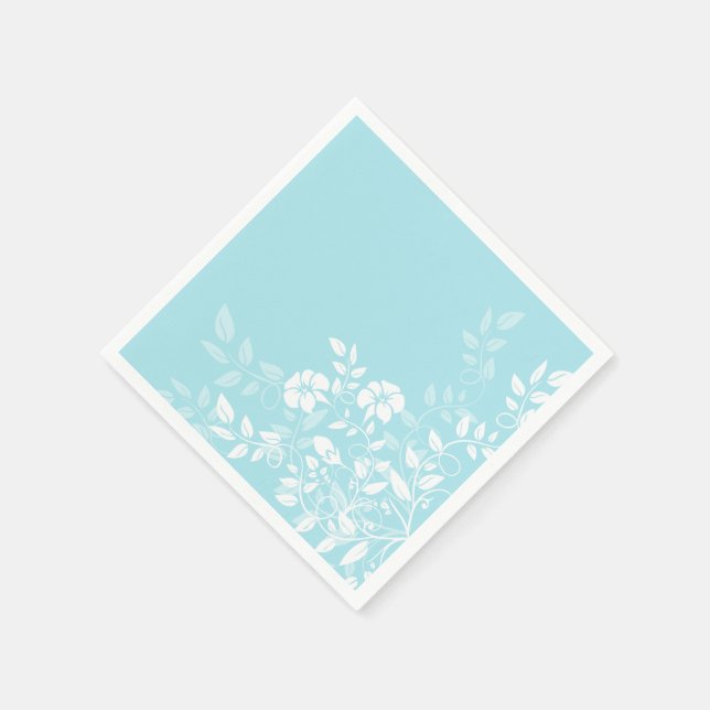 Serviette En Papier Papier Naples-Aqua Floral (Coin)