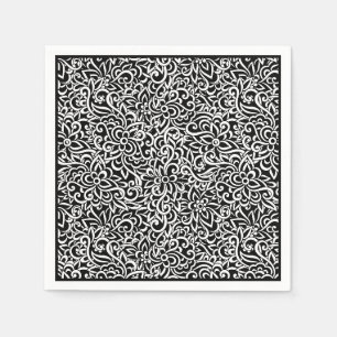 Serviette En Papier Papier Naples-Noir Damas Floral