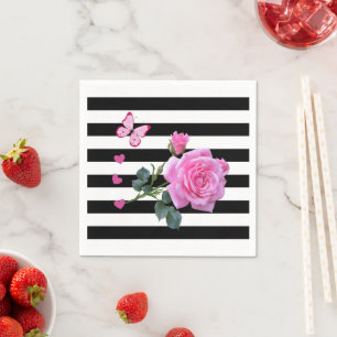 Serviette En Papier Papier, nappes noires et blanches, rose rose rose