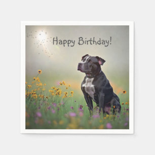 Serviette En Papier Papier noir Pitbull d'anniversaire
