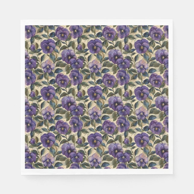 Serviette En Papier Papier Pansé Violet Pansa Napkins (Devant)