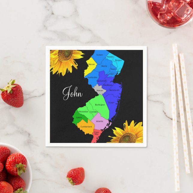 Serviette En Papier Papier Papier Carte du New Jersey tournesol (En situation)