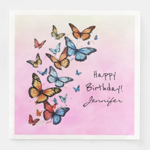 Serviette En Papier Papier papillon d'anniversaire coloré Napkin
