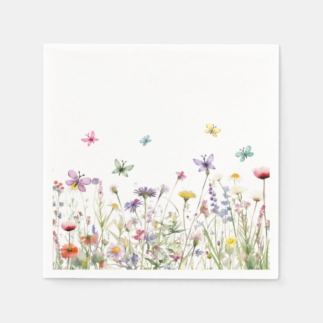 Serviette En Papier Papier papillon fleur sauvage Napkin (Devant)