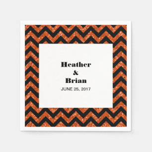 Serviette En Papier Papier Parties scintillant Orange Chevron