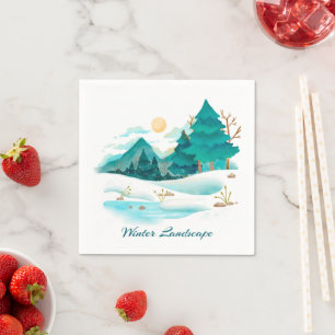 Serviette En Papier Papier paysage hiver Napkin